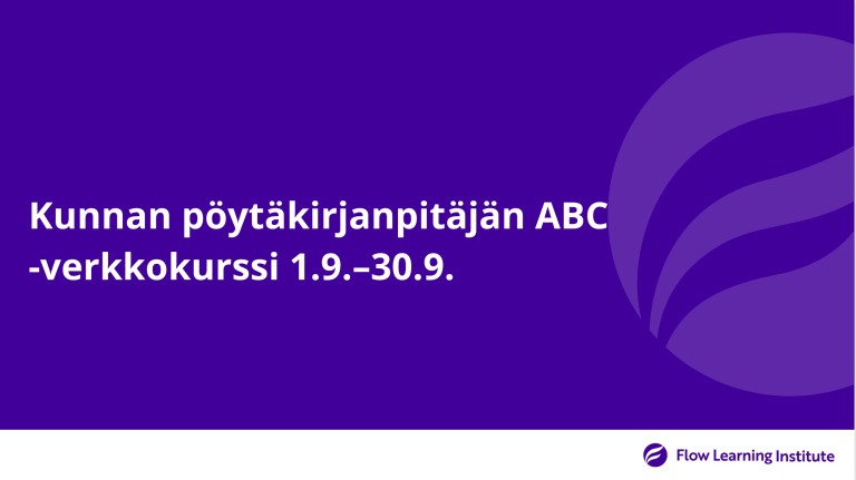 Kun­nan pöy­tä­kir­jan­pi­tä­jän ABC ‑verk­ko­kurs­si 1.9.–30.9.